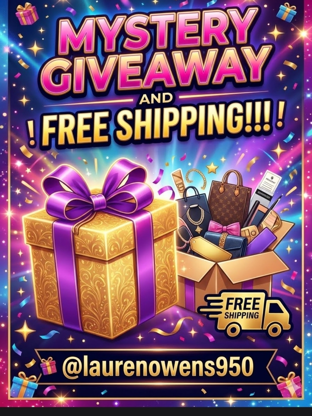 Mystery Giveaway Graphic Poster - Purple & Gold